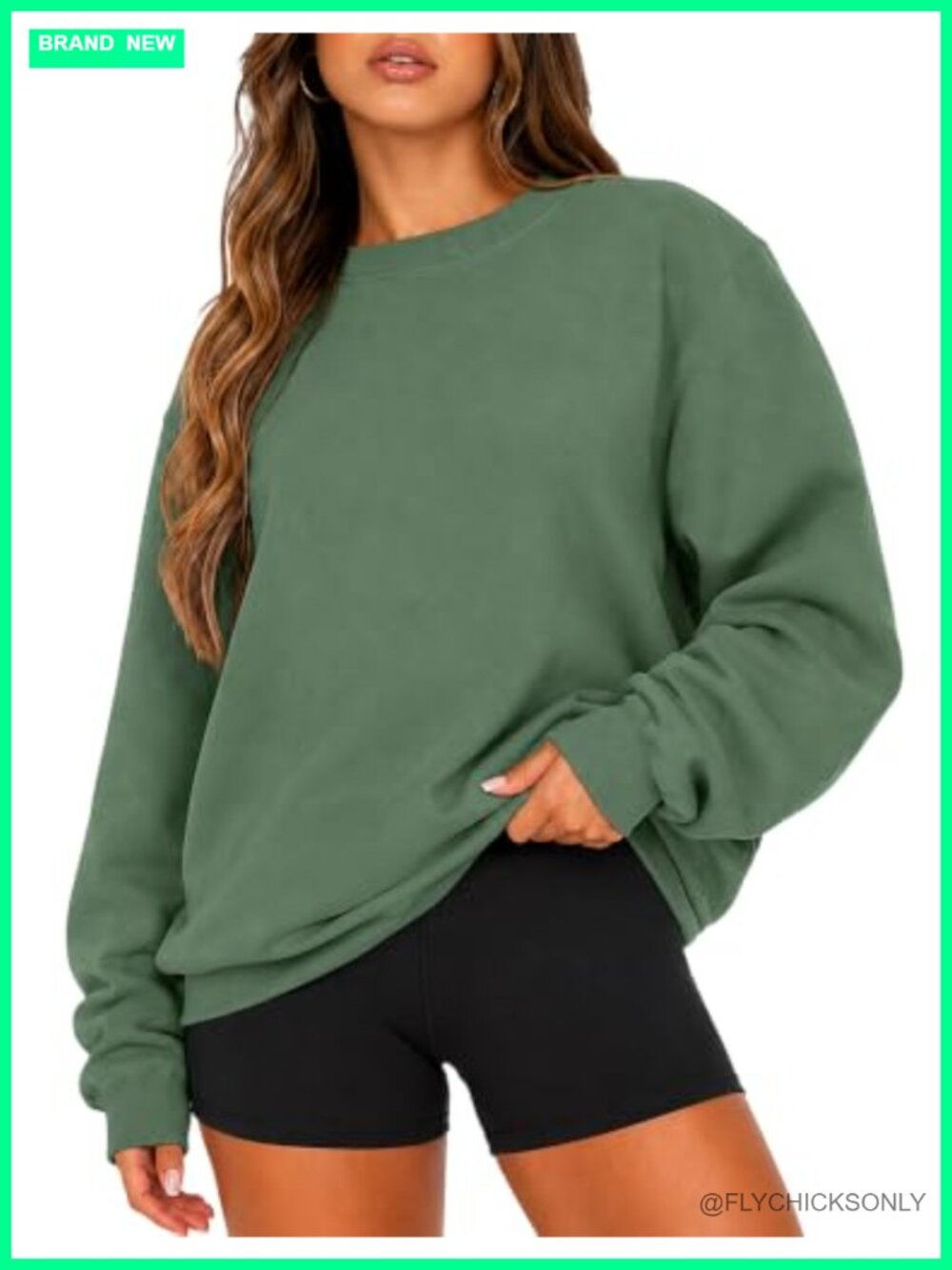 Oversized Crewneck Sweatshirt Long Sleeve Cozy Pullover Top
